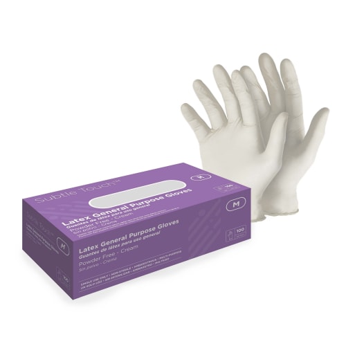 Subtle Touch Latex Gloves Powder Free, Cream, Medium